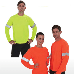 Neon orange and green Shirts with reflective tape