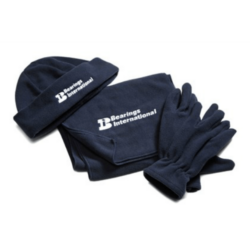 Branded beanies, scarves, gloves