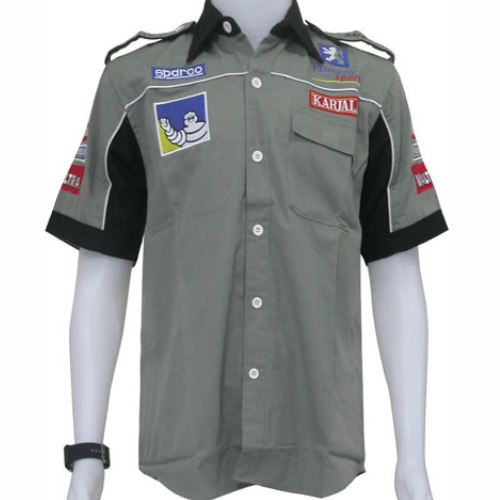 Pit shirt - Grey, white and black- Peugeot Rally shirt.
