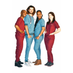 Maroon and blue Scrubs