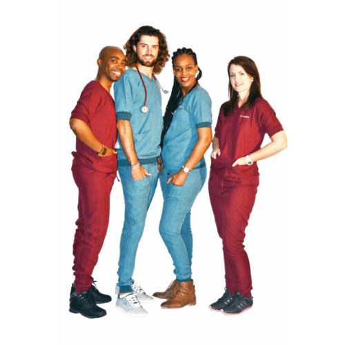 Maroon and blue Scrubs